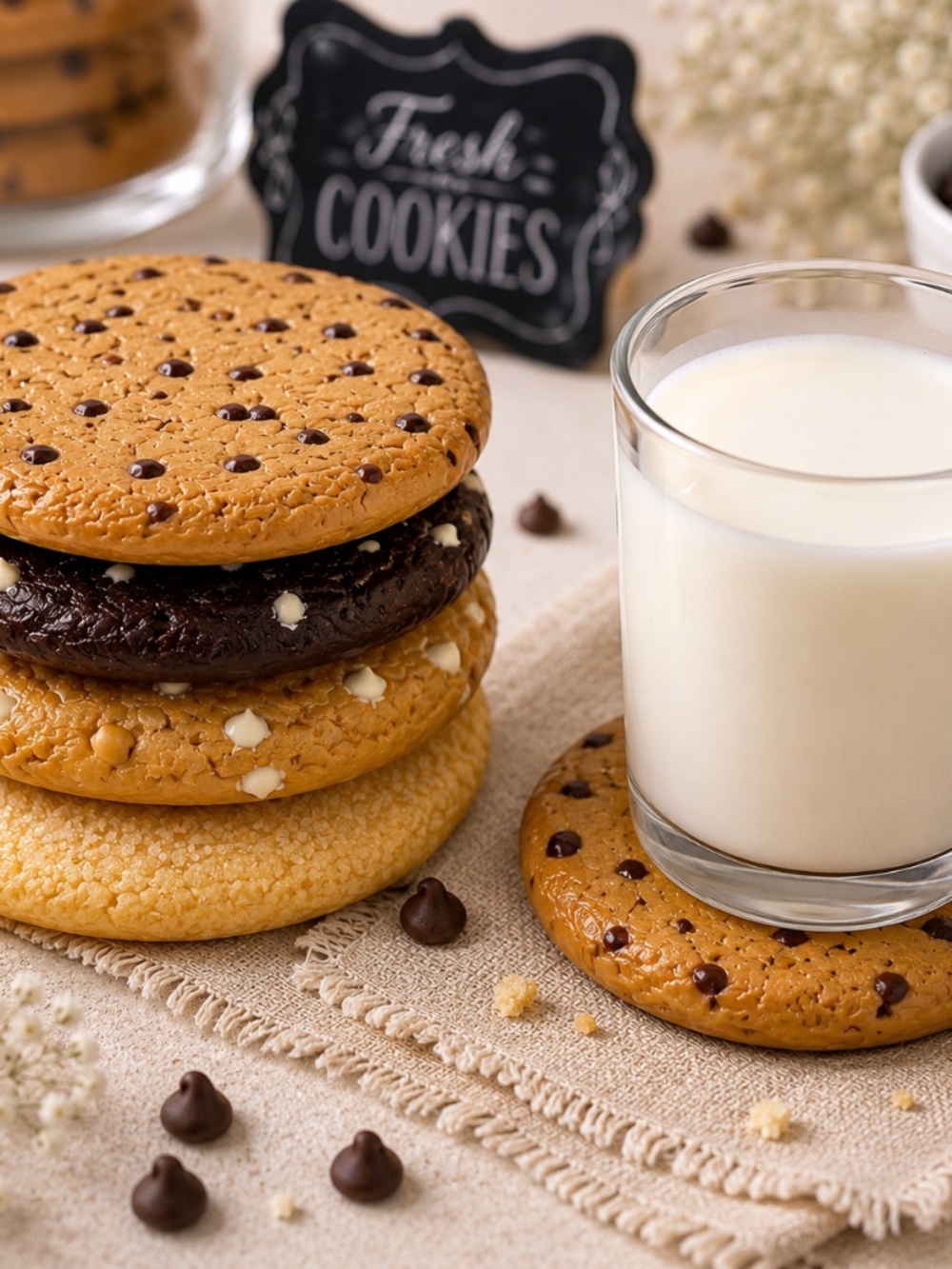 Cookie Coaster Set | Handmade Polymer Clay Cookie Drink Coasters | 4 Flavors